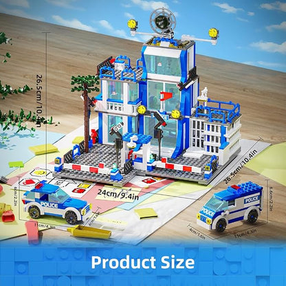 MindBox City Police Station Building Sets 570pcs City Police Sets Toy Building Bricks Kit for Boys 8-12