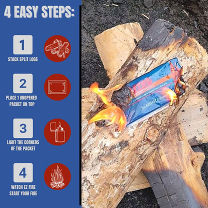 Naturally Occurring, Reliable, All Purpose, Easy-to-Use Fire Starter for Wood Stoves, Fireplaces, Campfires, and Bonfire – Waterproof, Windproof, Safe, Clean, Odorless | 50 Pack