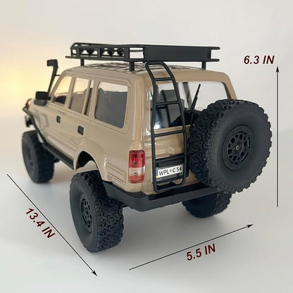 RC Rock Crawler 4x4 RC Truck WPL C54-1 RC Crawler Off Road 1/16 Scale RTR All Terrain Proportional Throttle Steering 2.4Ghz 260 Motor Upgraded Chassis and Counter Rotating Gearbox Adult