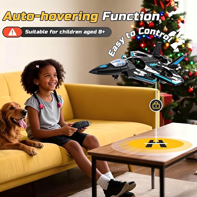 F47 RC Fighter Drone for Kids Remote Control Airplane with Altitude Hold RC Jet Drone Toy with LED Lights Easy to Fly RC Airplane for Beginners Boys Girls