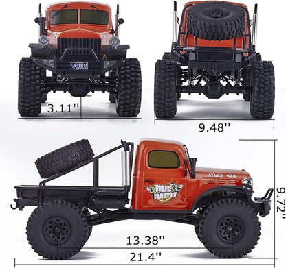 BEEZRC RocHobby 1/10 Scale Atlas 4WD 2.4GHz RC Crawler RC Rock Truck Off Road Hobby Grade Remote Control Car for Adults with Transmitter Need to Complete with Battery (Orange)