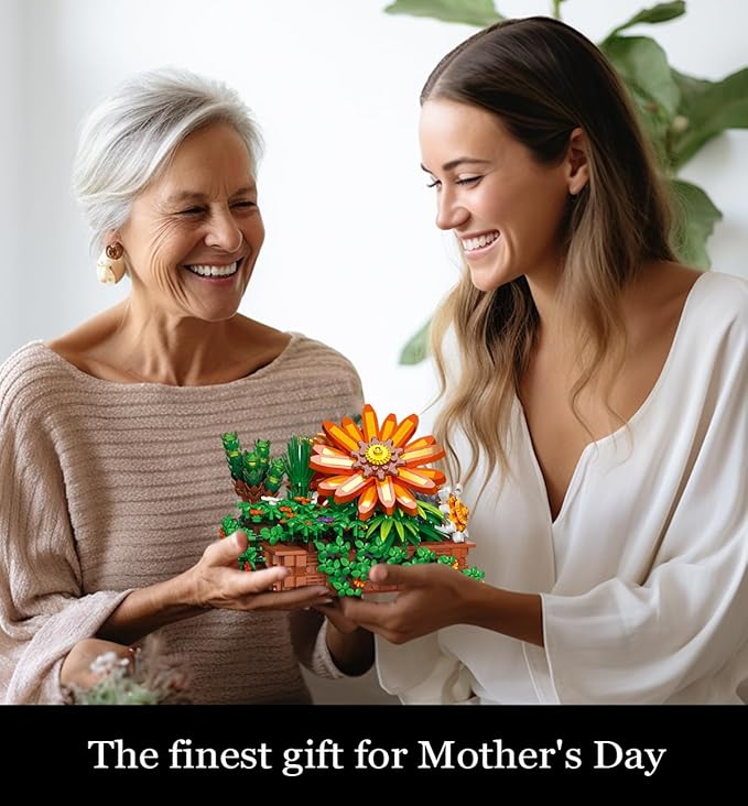 924 Pieces Sunflower Bonsai Plant Building Set Compatible with Lego Flower Building Sets Exquisite Plant Model for Adults Perfect for Mothers Day &amp Birthday Display