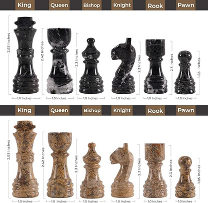 Marble Chess Set for Adults with Complementary Storage Box 15 Black &amp Coral Handmade Chess Board Game Luxury Board Games for Adults with Extra Queens