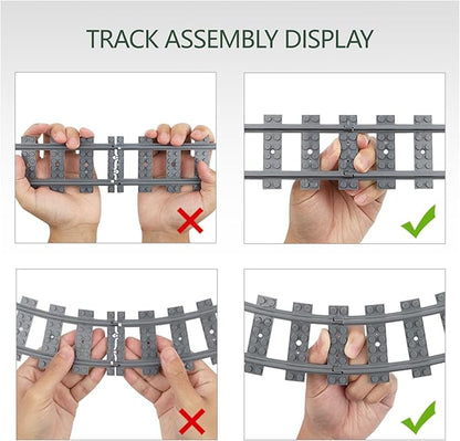 103pcs-City Train Tracks Extension Accessory Set Compatible with Major City Train Sets 60205 60238 Railroad Building Toy for Kids Gift for Train Enthusiasts-40 Curved 56 Straight 7 Crossing Rails