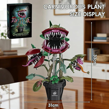 Carnivorous Monster Plant Building Set Venus Flytrap Model Kit for Adults &amp Teens Articulated Cannibal Flower with Do Not Touch Pot Creative Botanical Decor &amp Gamer Room Display Gift