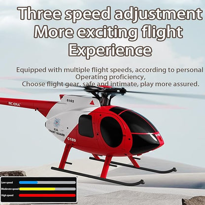 335MM MD500 C189 Remote Control Helicopter Aircraft Add Optical Flow Positioning 1/28 Scale RC Heli Maintain Altitude Hover RTF US Rescue Helicopter RTF 2Batteries