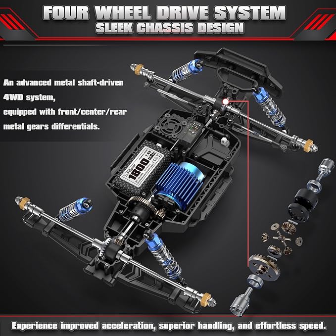 HAIBOXING 2997A Brushless RC Cars 1/12 Scale 4WD Remote Control Truck with Independent ESC Fast RC Cars 45 MPH Max Speed RTR Off-Road RC Car for Adults Boys 3S Batteries Applicable (not Included)