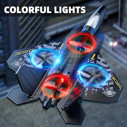 Foam Remote Control Airplane for Kids 8-12 2.4 GHz RC Plane with Colorful Lights 360° Flips and Stunt Roll RC Airplane Toy for Boys and Girls Ages 8-16 Gift for Kids and Adults (Gray)