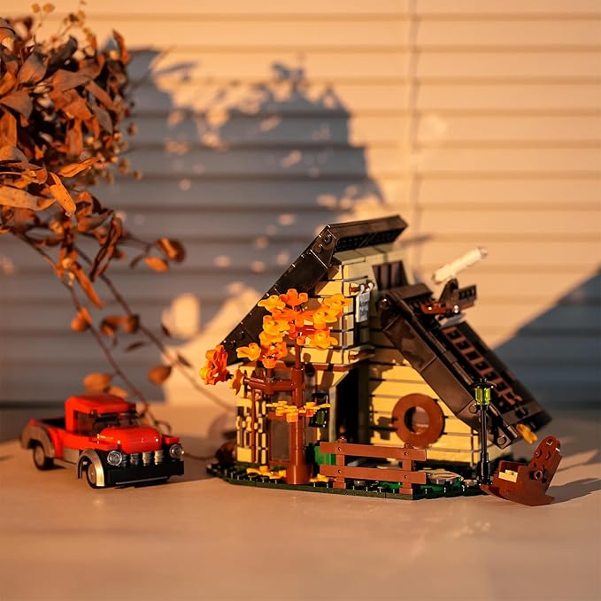 House Building Set Compatible with Lego for AdultsA Frame Cabin Toy for Architecture LoversGift for HalloweenChristmas Home Decor 696 pcs
