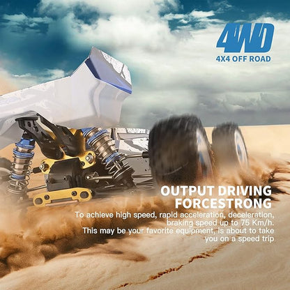 GoolRC WLtoys 124017 V2 Brushless Fast RC Cars 1:12 Scale RC Buggy 4WD 75KM/H High Speed Remote Control Car 2.4GHz All Terrain Off-Road Racing Drift Car with Metal Chassis for Adults