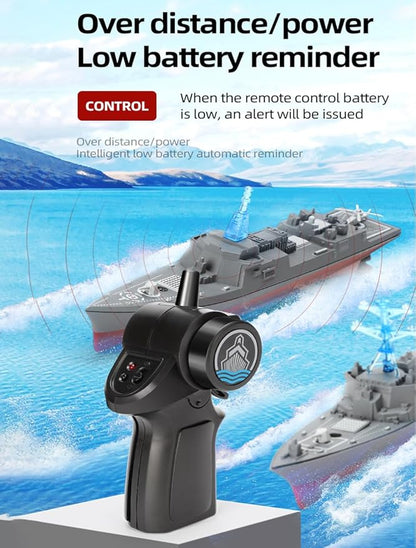 Remote Control Warship RC Military Battleship 2.4GHz Remote Control Boat for Lakes and Rivers RC Armed Type 054A Frigates Model with Low Battery Reminder for Adults