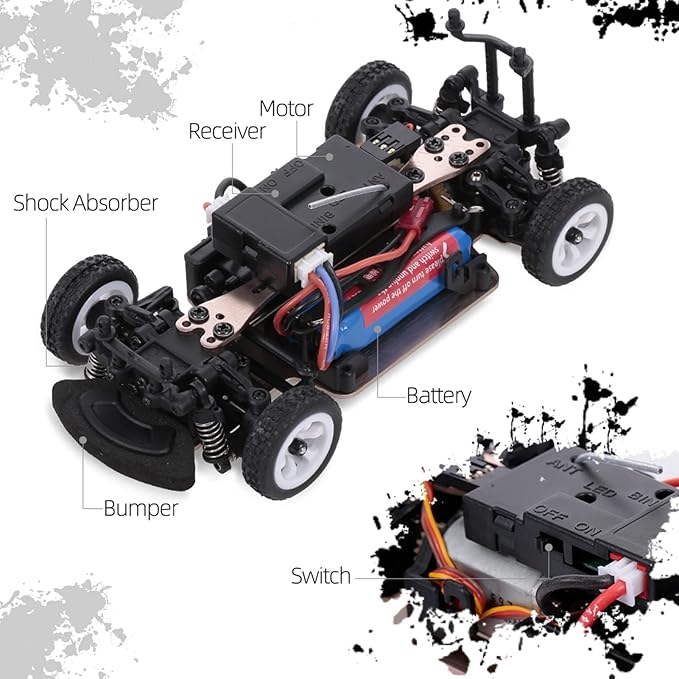 GoolRC WLtoys K989 RC Drift Car 1:28 Scale 4WD 30KM/H High Speed Electric Drifting Car RTR with Metal Chassis and 2 Batteries for Adults