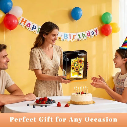 Lodikisbay Sunflower Frame Building Set Botanical Collection for Adult Wall Art Building Blocks Set Compatible with Lego Collectible Art Building Block Kit for Home Decor (1011PCS)