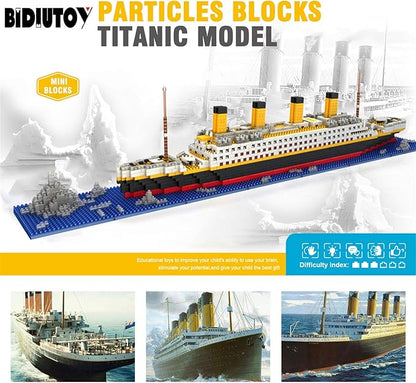 Titanic Ship Model Building Block Set 3D Puzzle Sets DIY Educational Toys Bricks Toy with 1860Pcs Micro Mini Blocks Ideal Gift for Kids and Adults