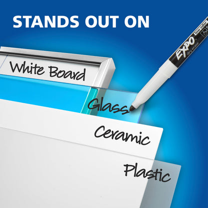 EXPO Dry Erase Markers, Low Odor Ink, Black, Fine Tip, 4 Count - Easily Erases, Vibrant Ink, Ideal for Classroom, Back to School Supplies, Teachers, Office, Whiteboard & Home