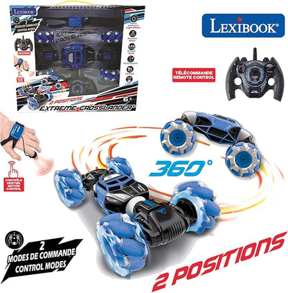 LEXiBOOK Extreme Crosslander Off-Road Remote Control car up to 12km/h Light Effects Remote Control &amp Gesture Control Bracelet Included Music Rechargeable RC50