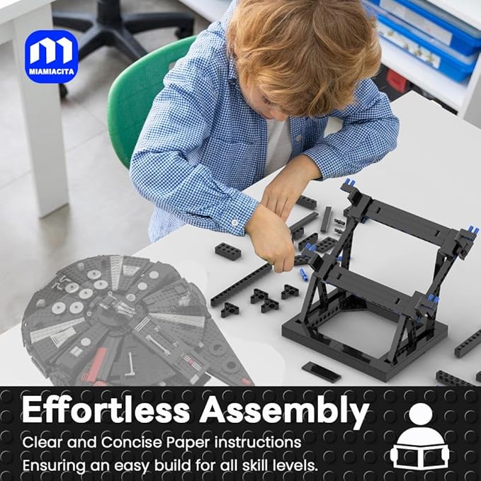Display Stand for Lego Millennium Falcon 75389 75257 Upgraded Bracket for The Dark Falcon 75389 Strong Construction Stand Building Set with Clearer Instructions for Fans Adults Kids