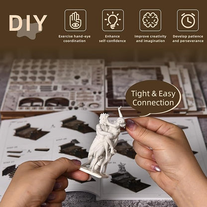 Magic Booknook Building Set with LED Light Mini Bookend Building Kit for Bookshelf &amp Home Decor DIY Miniature Book Nook Building Model for Kids Adults Teens (Bernini's Workshop)