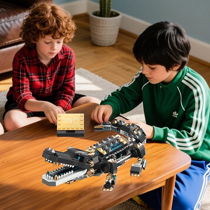 Crocodile Building SetsSTEM Dinosaur World Park Building ToySea Creatures Creativity Model Building KitMechanical Animal Brick SetBirthday Christmas Valentines Gifts for Kids Boys Girls 8+