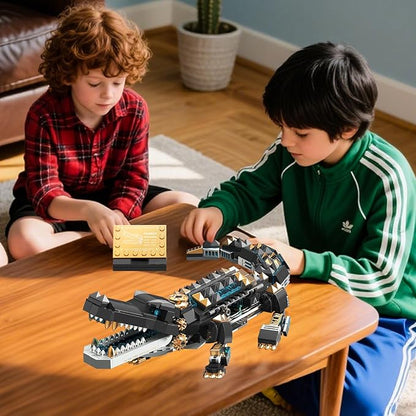 Crocodile Building SetsSTEM Dinosaur World Park Building ToySea Creatures Creativity Model Building KitMechanical Animal Brick SetBirthday Christmas Valentines Gifts for Kids Boys Girls 8+