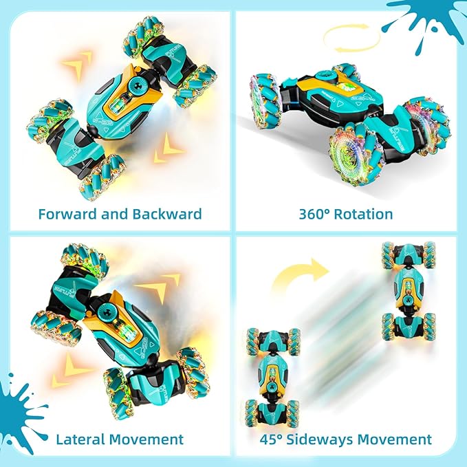 Gesture Sensing RC Stunt CarRemote Control Car Toys for Ages 5-134WD All-Terrain with 360° Flips &amp LED Music Show3-6 Year Old Boy Birthday GiftIndoor/Outdoor Play &amp Gifts for Boys Toys Ag