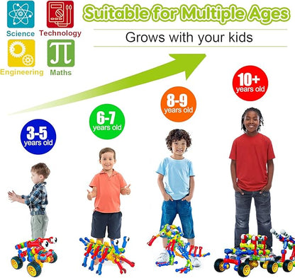 Kids STEM Building Toys for 3 4 5 6 7 8+ Year Old Boy Girl Birthday Gift 186 Pcs Preschool Classroom Learning Activities Fine Motor Skills Building Blocks Ages 4-8 6-8 8-12 Engineering Creative Game
