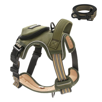No Pull Dog Harness for Medium Dogs, Adjustable No Choke Pet Vest with Dog Leash Fit Smart Reflective Pet Walking Harness for Training Easy Control Soft Handle Green M
