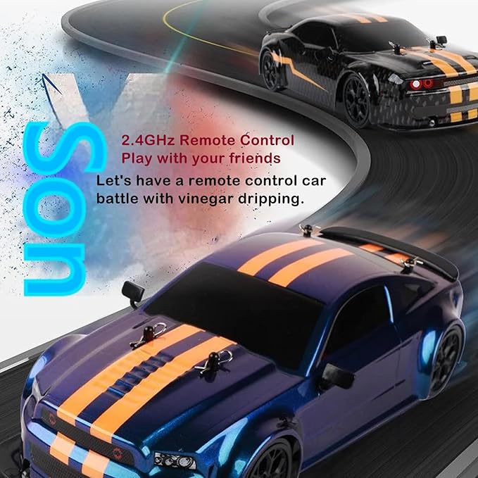 RC Drift Car 4 WD High Speed 30 KM/H Remote Control Car1:14 Scale Drifting Tires Racing Sport Toy 2.4GHz RC Racing Car with Cool Lighting for Adults
