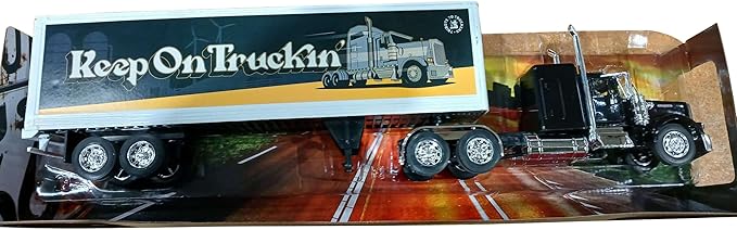 Shop72 1:32 Scale Toy Truck with Trailer Diecast Semi Long Hauler Truck Collectible Long Hauler with Dry Van Trailer Realistic Diecast 18 Wheelers Semi Replica Kenworth W900 Model - Keep On Truckin
