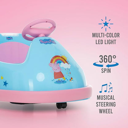 Peppa Pig Bumper Car for Kids 2 Speed Electric Bumper Car Vehicle Toddler Bumper Car with Remote Control and 360 Degree Turning 6V Motor LED Lights Gifts for Toddlers
