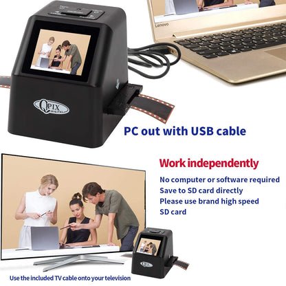 Digital Film & Slide Scanner – Converts 35mm 110 135 126KPK Super 8 & 8mm Film Negatives & Slides to High-Resolution 22 MP JPEG Images, Built-in 128MB Memory, 2.4 LCD Screen (Black)