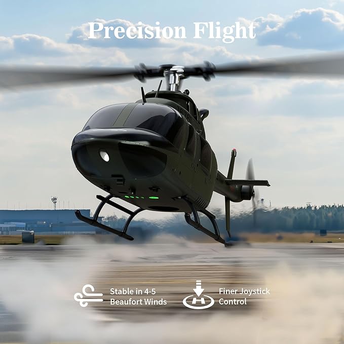 Carmanon Ultra-high Simulated RC Helicopter - 27:1 Scale Model Collectable Remote Control Helicopter with Auto-Hover for Adults Beginners Bell OH-58