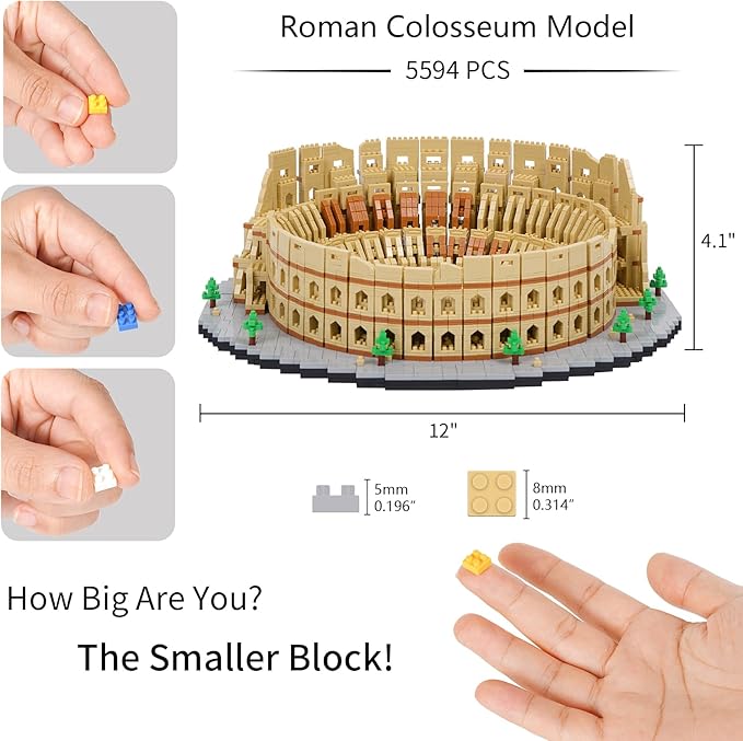 Building Blocks Set Roman Colosseum Model Micro Building Blocks 5594 PCS Famous Architecture Model Mini Building Kit Gift for Kids and Adults