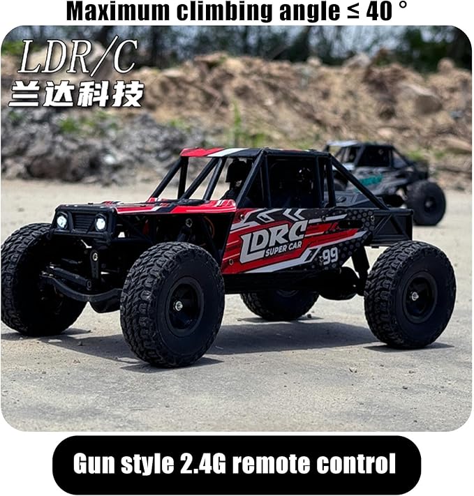 LDRC 18499 Waterproof Rc Climbing Car 1:18 Full Proportion Rc Offroad 4x4 Rc Underwater Crawler Pipe Rack Climbing Vehicle Cars Model RTR (Red)