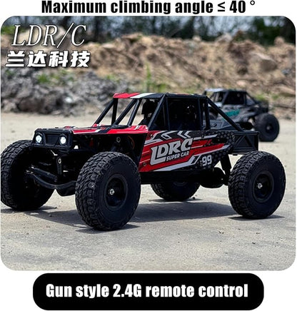 LDRC 18499 RC Climbing Car 1/18 Full Proportion Rc Offroad 4x4 Crawler Pipe Rack Vehicle Cars Model RTR (Red)