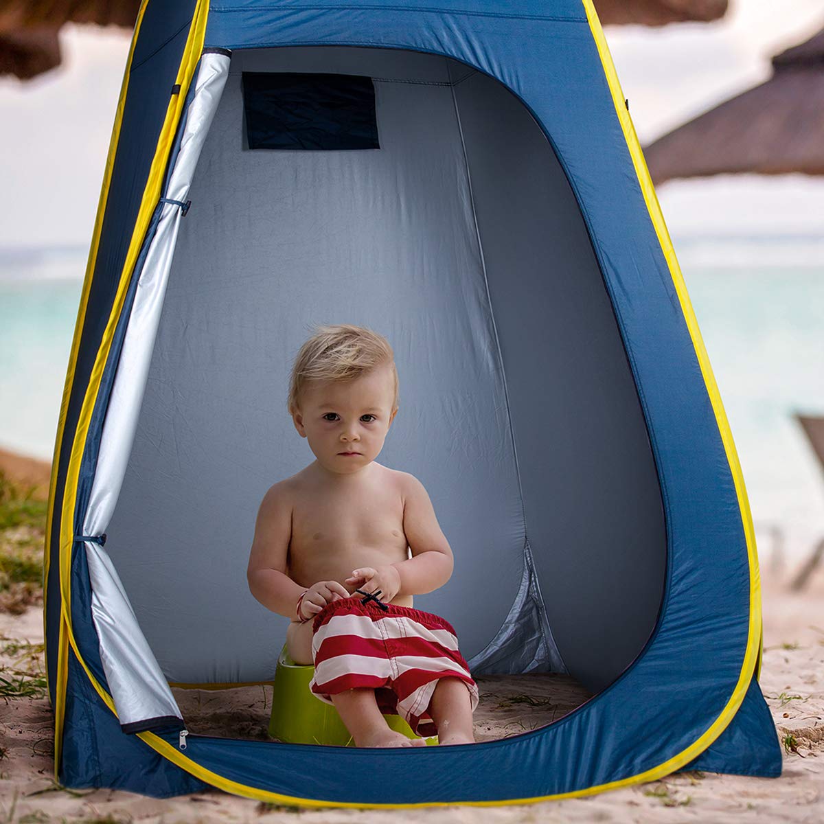 ropoda Pop Up Tent 83" x 48" x 48" Upgrade Privacy Tent, Porta-Potty Changing Portable Changing Room Includes 1 Removable Bottom,8 Stakes,1Removable Rain Cover,1 Carrying Bag