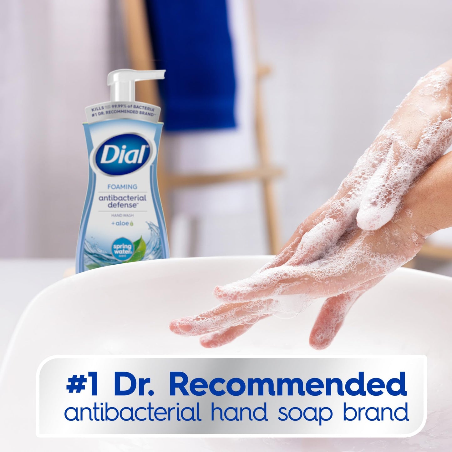 Dial Antibacterial Foaming Hand Wash, Spring Water, 7.5 fl oz (Pack of 6)