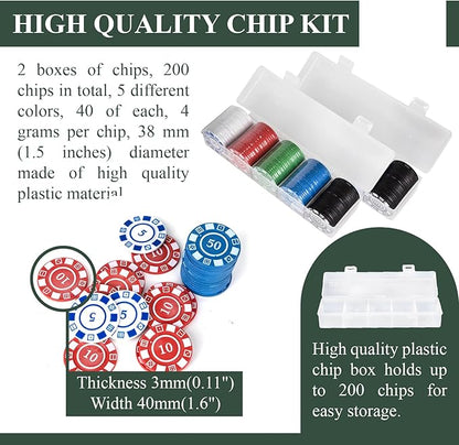 Extguds Michigan Rummy Deluxe Board Game Set: Felt Game Mat + 2Boxes of Playing Chips (200 Pieces)+1Deck of Poker+1Game Manual.The Perfect Blend of Rummy and Poker Perfect for Family Game Night