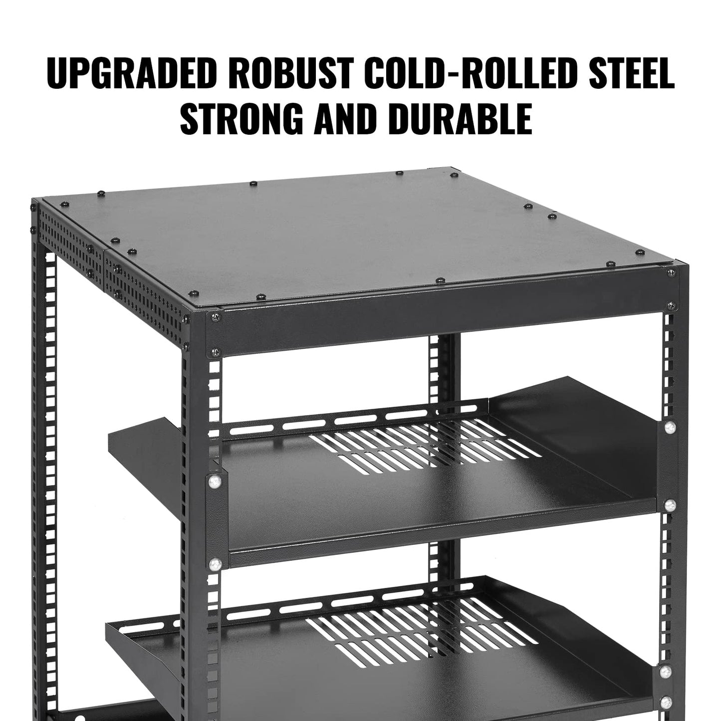 VEVOR 12U Open Frame Server Rack, 23''-40'' Adjustable Depth, Free Standing or Wall Mount Network Server Rack, 4 Post AV Rack with Casters, Holds All Your Networking IT Equipment AV Gear Router Modem