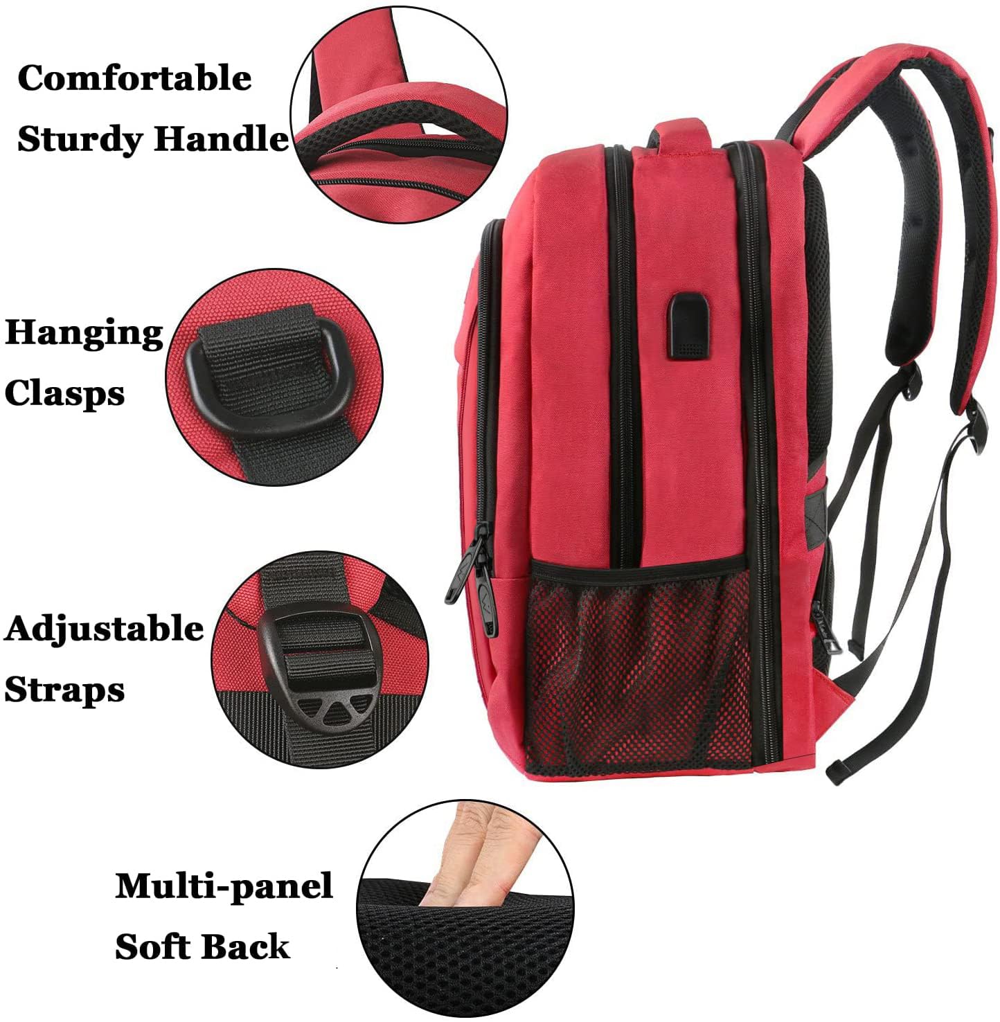 MATEIN 17 Inch Laptop Backpack for Women, Extra Large TSA Friendly Backpack with USB Charging Port, Anti Theft Carry On Flight Approved Business Work Travel College Computer Backpack Bag,Red