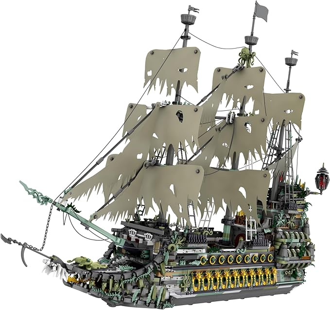 NUTCRACKER Pirate Ship Building Blocks Set Ghost Ship Flying Dutchman Large MOC Pirate Ship Construction Model Sailing Boat Toy Building Set Christmas Birthday Gift for Adult 14+ (5865 Pieces)