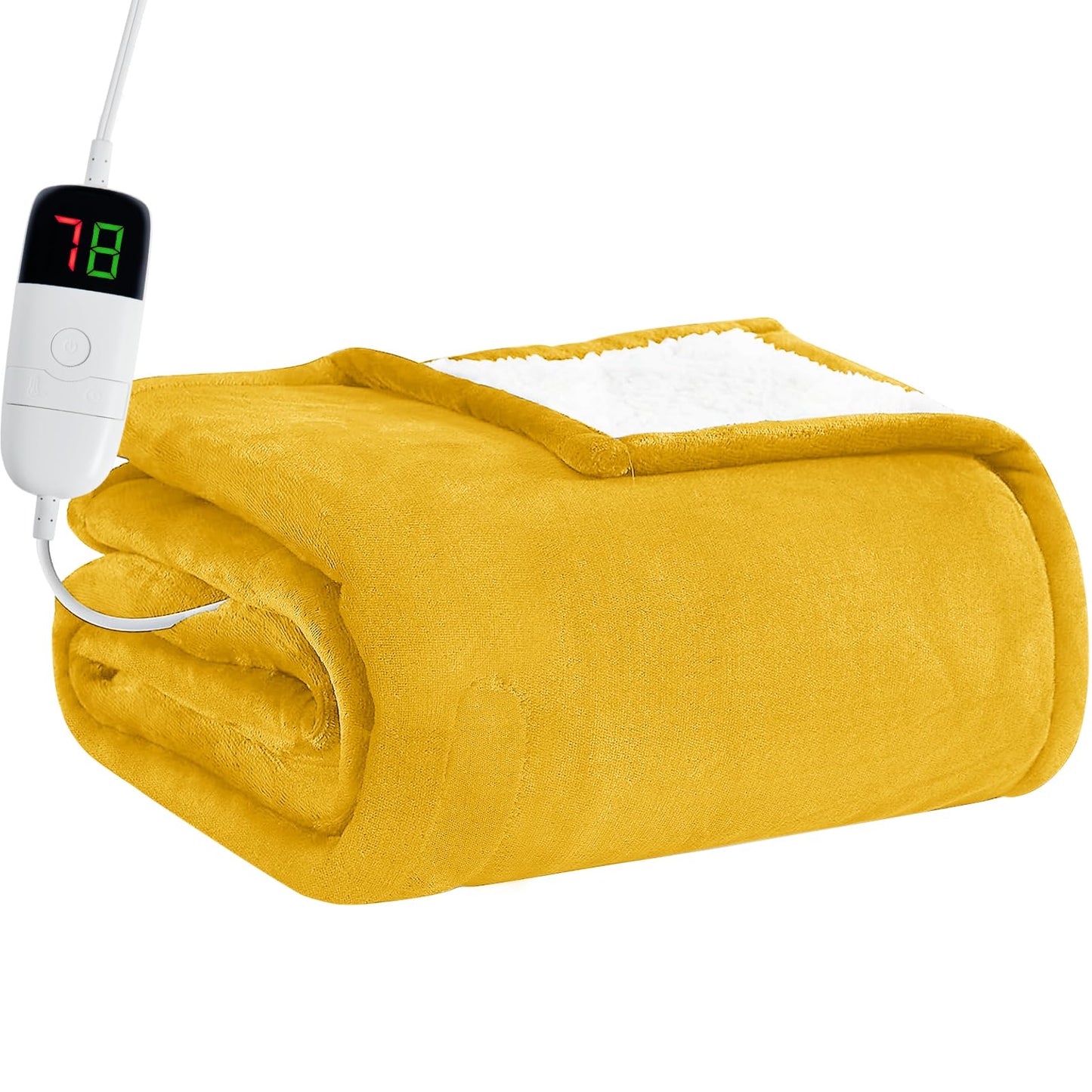 Heated Electric Blanket Queen Size - 84" x 90" Heating Blanket with Dual Control, 10 Heating Levels & 8 Hours Auto Off, Soft Warm Flannel Blanket, Christmas Birthday Gifts for Senior Grandma