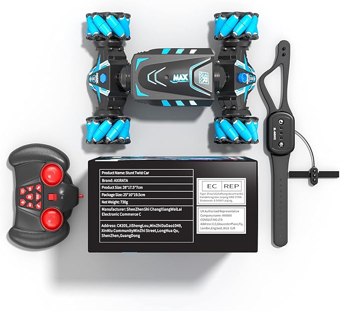 Axirata Remote Control Car Hand Controlled Gesture RC Stunt Car with Spray &amp Lights &amp Music for Kids 6-13 Year Old 4WD 2.4GHz Off-Road 360° Rotation Toy Car Gift for Boys Girls