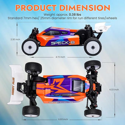 HOBBYPLUS Speck B 1/24 2WD Mini RC Car - RTR RC Buggy Fast Mini Racing Buggy Brushless Ready – Remote Control Car Racing Vehicles (Razor Orange + Body)