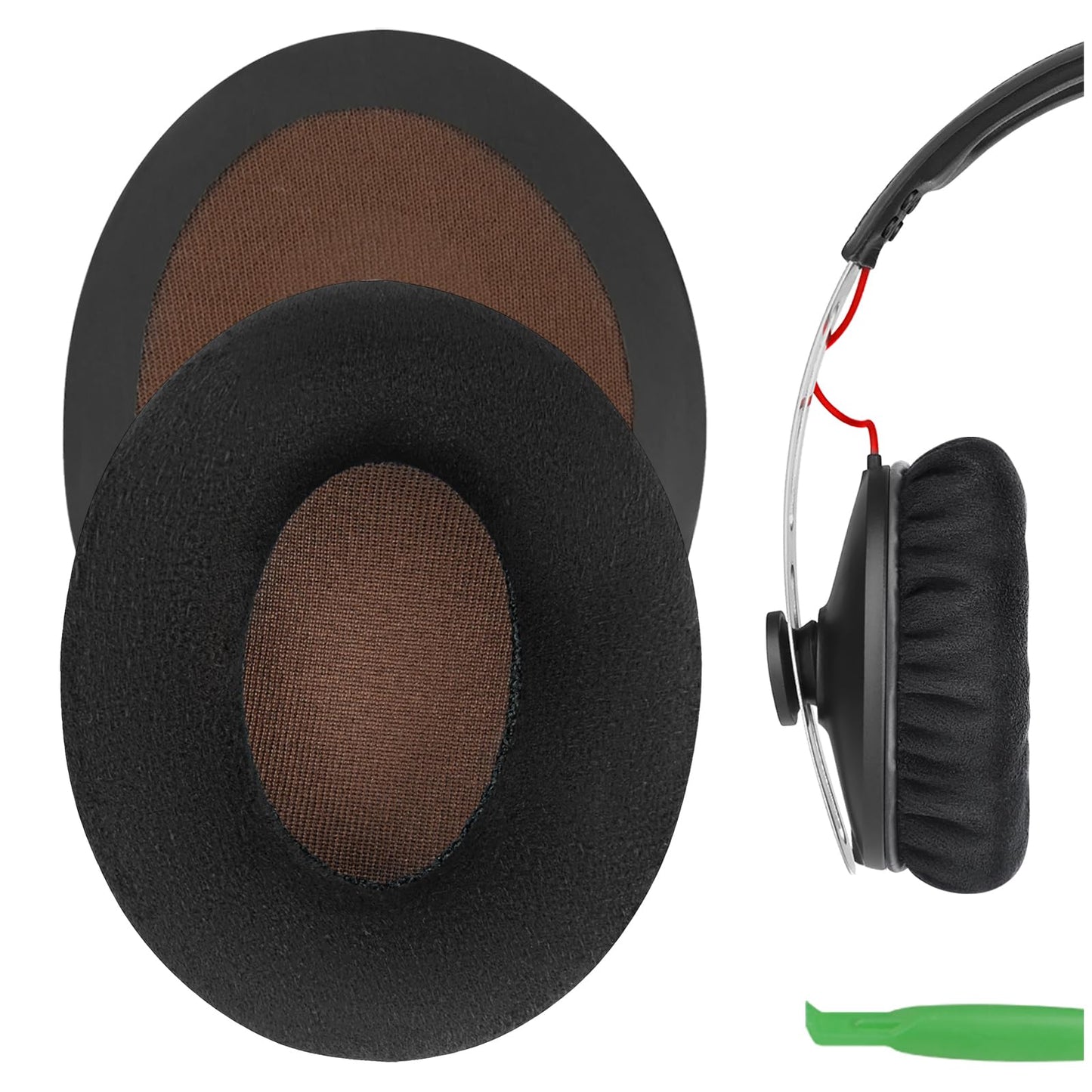 Geekria Comfort Velour Replacement Ear Pads for Sennheiser Momentum On-Ear, Momentum 2.0 Wireless, HD1 On-Ear Headphones, Repair Parts with Video Guide (Black Velvet)