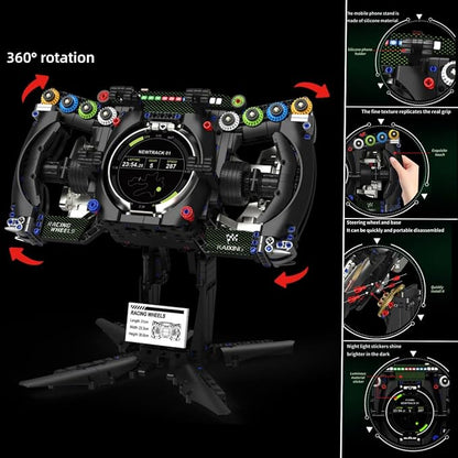 Racing Simulator Steering Wheel Building SetFormula Racing Steering Wheel Toy with Display Stand &amp 360 ° RotatingCompatible with lego Car KitHome Office Decor Gift for Racing Lovers &amp Adult