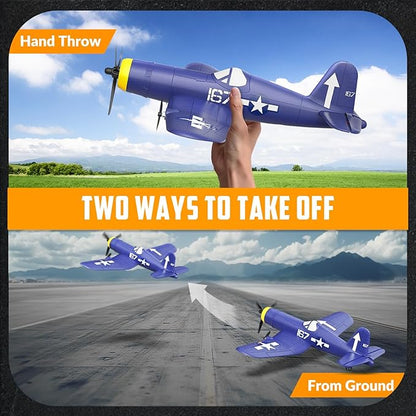volantexrc RC Plane 3 Channel Remote Control Airplane Fighter Toys 2.4GHz 6-axis Gyro Stabilizer RTF Glider Aircraft Plane Easy to Fly for Adults Beginners (F4U Corsair)