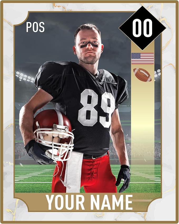 EGD Personalized Football Cards | Ultimate Team Decorations | Football Gifts for Boys | Multiple Sizes &amp Shapes