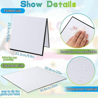 Zhanmai 4 Pcs Folding Blank Game Board 20 x 20 DIY Create Make Your Own Game Board Blank Quad Fold Dry Erase Battle for Family School Classroom DIY Activities