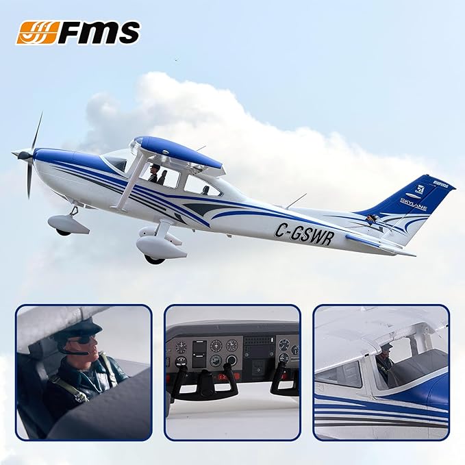 Fms Rc Planes for Beginners Remote Control Airplane for Adults Single-Engine Propeller Airplane 1500MM Cessna 182 Red 6 Channel Hobby Rc Airplanes PNP (No Radio Battery Charger)